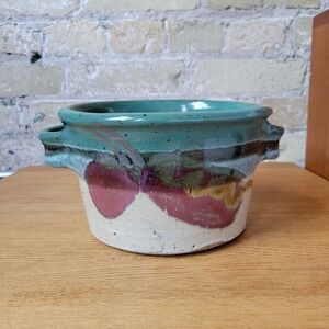 Tom Chamberlain Art Pottery Handled Bowl Ceramic Stoneware